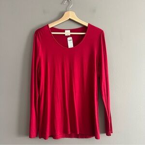 NWT SOMA Cool Nights Long Sleeve Red Pajama Shirt Top Womens Size S